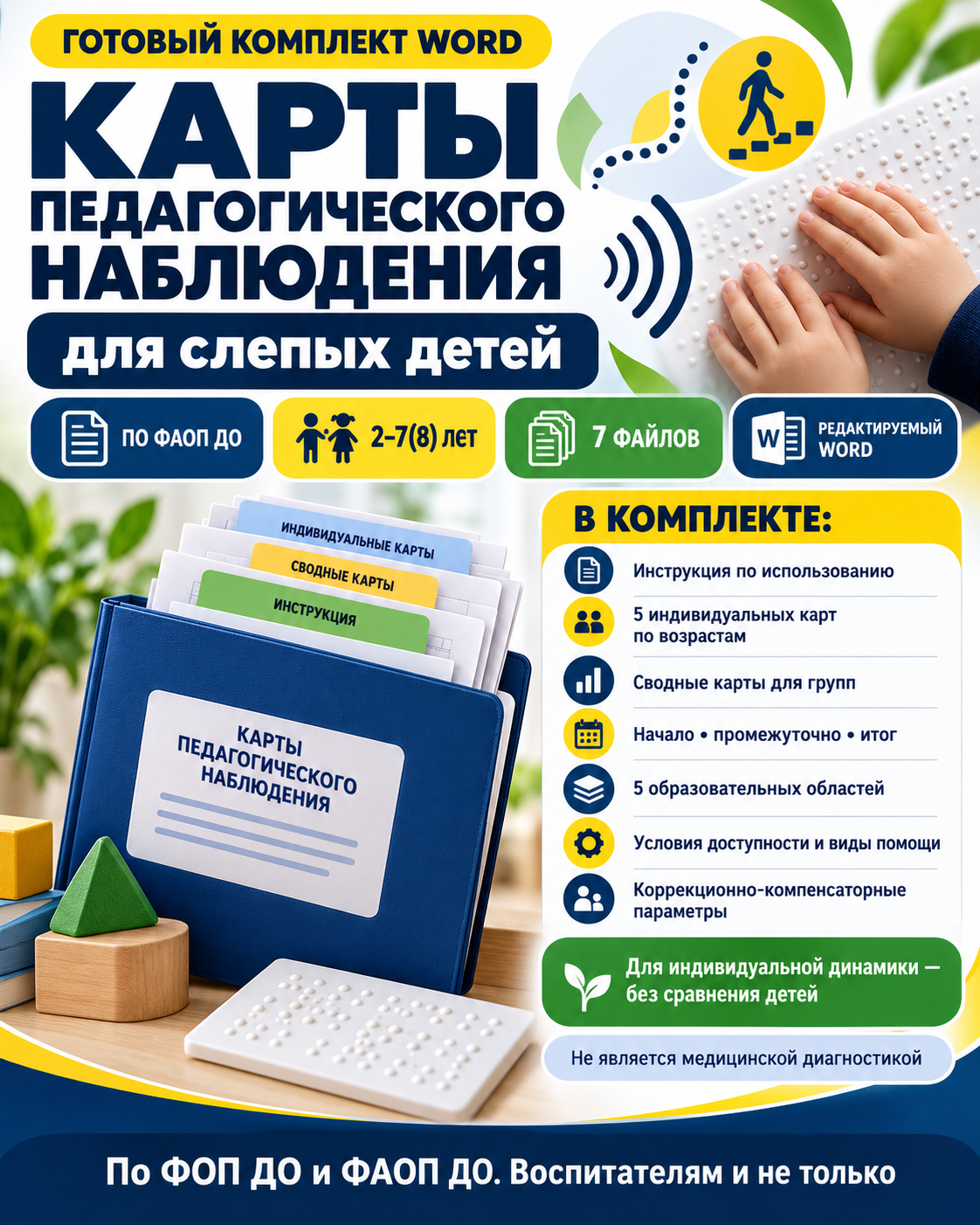 Карты педагогического наблюдения за индивидуальной динамикой слепых детей