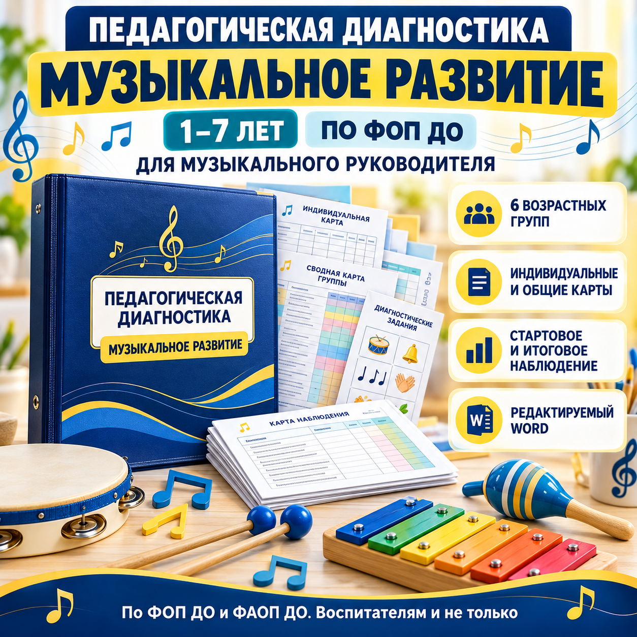 Педагогическая диагностика музыкального развития детей 1–7 лет по ФОП ДО