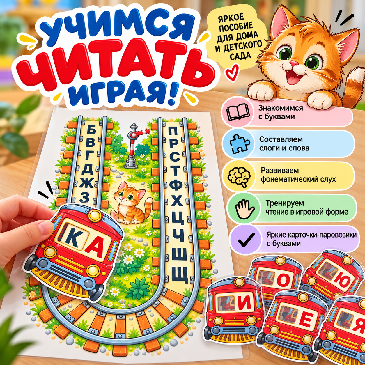 Дидактическая игра «Читающий паровозик» — слоговая дорожка для обучения чтению